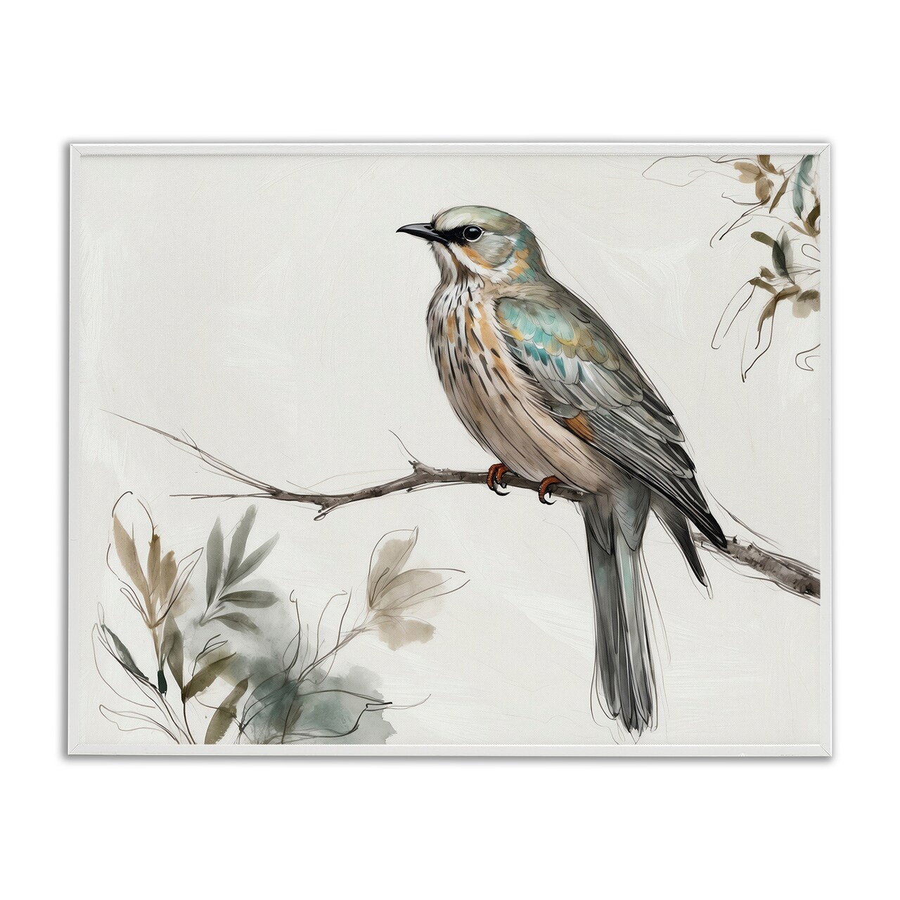 Stupell Industries Stoic Bird Wildlife Study Framed Giclee Design by LSR Creative Studio